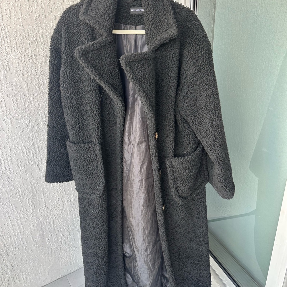 PrettyLittleThing Dark Gray Teddy Jacket